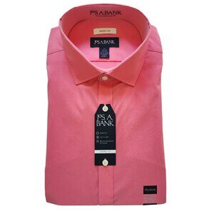 17 34/35 Pink Skinny Fit Dress Shirt Jos A Bank Mens New Nwt Stretch Long Sleeve